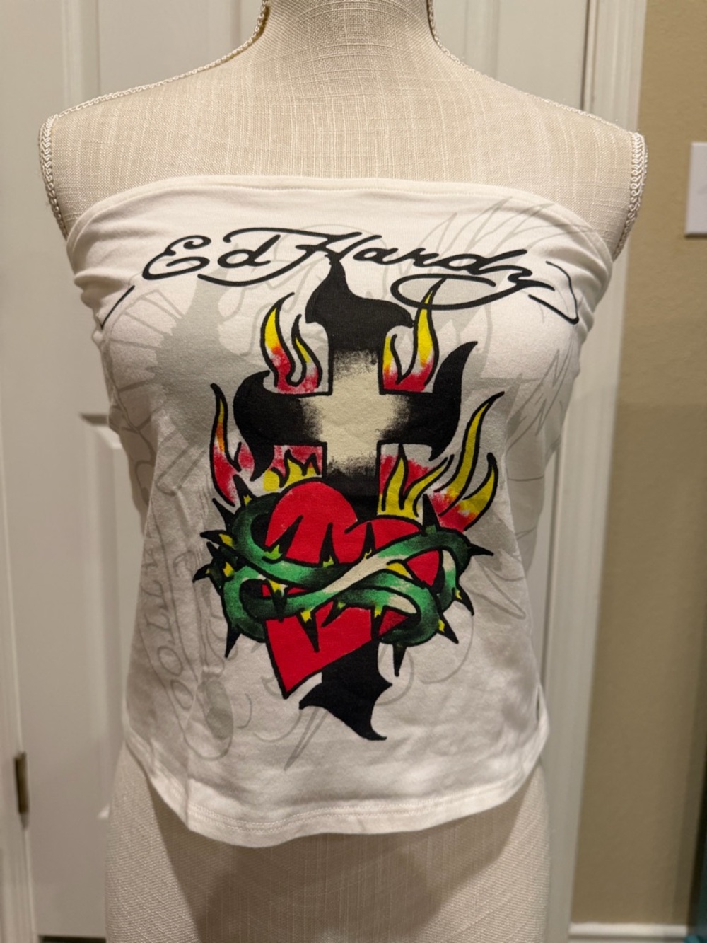 NWT ED HARDY Cross Heart Womens Tube Top